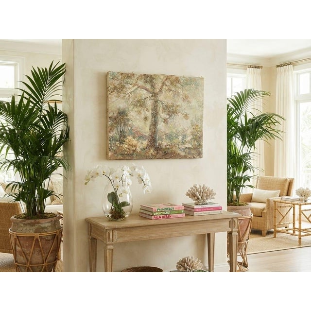 1950s Painting: Woodland Landscape With Centered Tree and Impressive Texture For Sale - Image 12 of 12