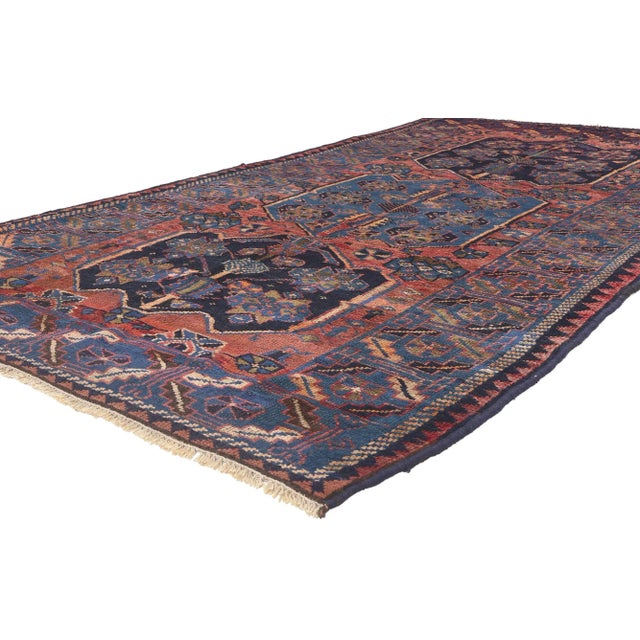 61243 Antique Persian Shiraz Rug, 04'09 x 08'11. Emanating Qashqai Tribe influence with incredible detail and texture,...