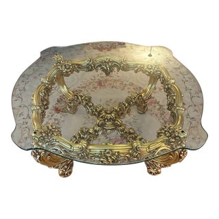 1990s Italian Silik Brand Coffee Table Italy Rococo Baroque French Made in Italy For Sale