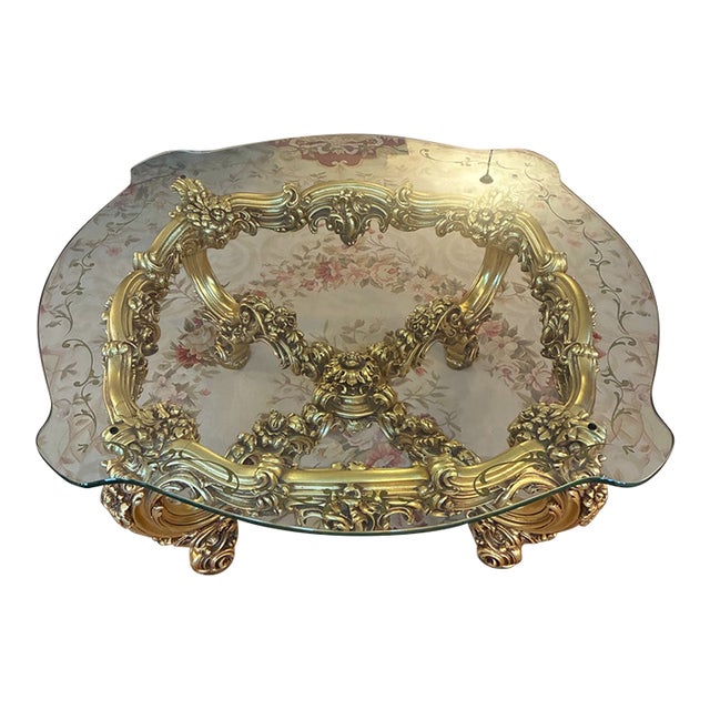 1990s Italian Silik Brand Coffee Table Italy Rococo Baroque French Made in Italy For Sale