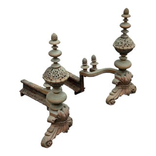 Antique Fireplace Andirons, Pair For Sale
