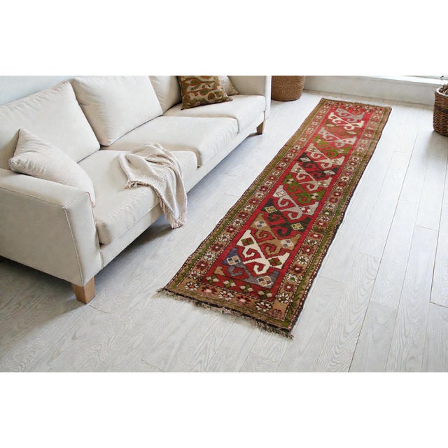 Olive 1960s Red & Olive Green Anatolian Carpet For Sale - Image 8 of 10