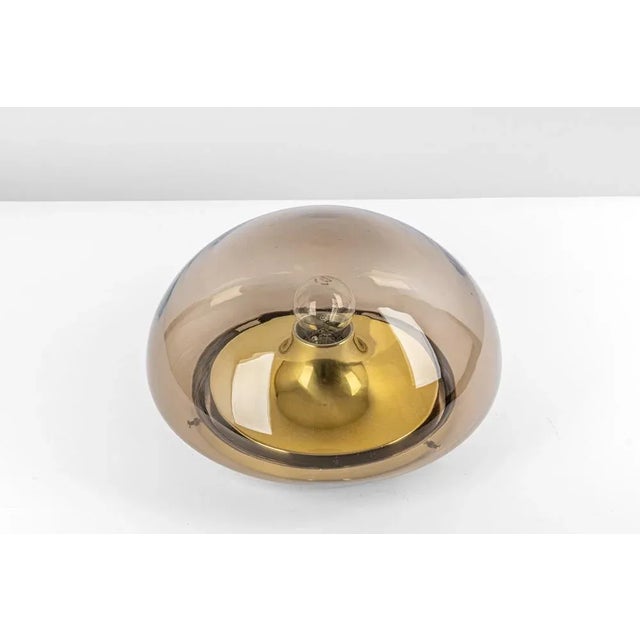 1970s Mid-Century Modern Smoked Glass Flush Mount from Limburg, Germany, 1970s For Sale - Image 5 of 11