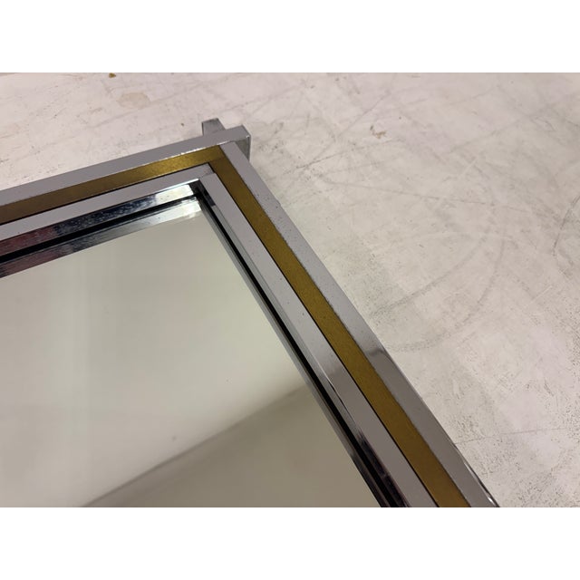 1970s Chrome and Brass Wall Mirror, Italy, 1970s For Sale - Image 5 of 11