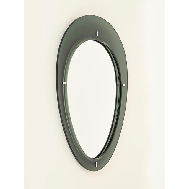Large Olive Green Teardrop Beveled Mirror by Cristal Arte, Italy, 1960s For Sale - Image 6 of 15