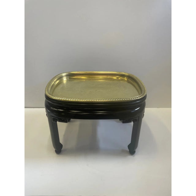 Baker Brass Tray Coffee Table With Ebonized Base For Sale - Image 11 of 11