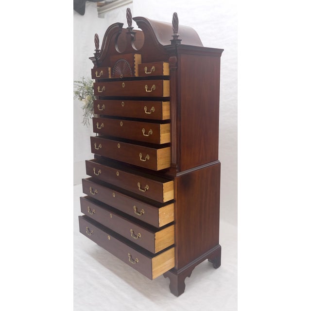 Chippendale Mahagony 83" Tall 11 Drawers Finials Highboy Chest Dresser Chippendale MINT For Sale - Image 3 of 16