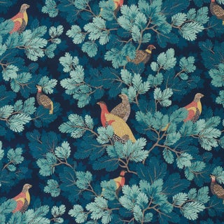 Schumacher Covey Hedge Fabric In Midnight For Sale