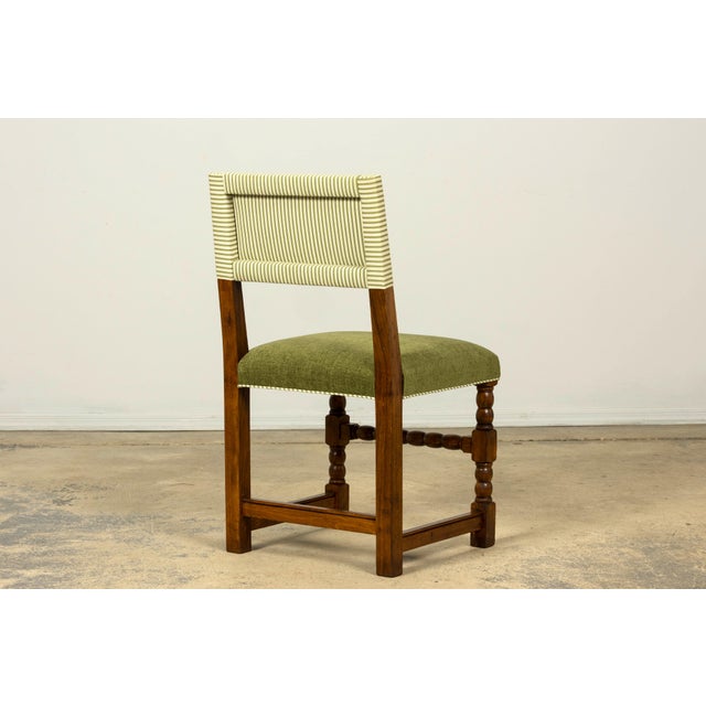 Late 19th Century French Louis XIII Oak Dining Chairs in Moss Green, Set of 10 For Sale - Image 15 of 18