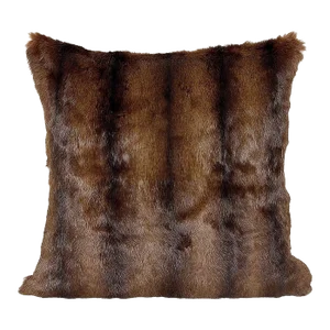 Vintage Geometric Muskrat Real Fur Pillow