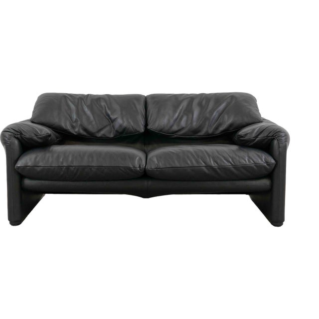 Maralunga 2-Seater Leather Sofa by Vico Magistretti from Cassina, 1990s For Sale