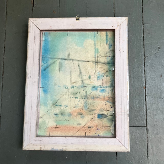 Abstract 1940’s Original Abstract Expressionist Watercolor Painting For Sale - Image 3 of 3