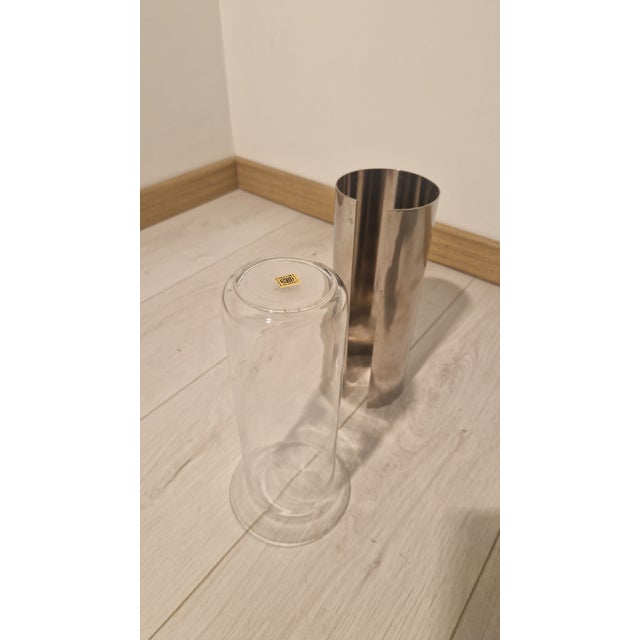 Glass Camicia Vase in Aluminum and Glass by Enzo Mari for Danese Milano, 1960s For Sale - Image 7 of 10