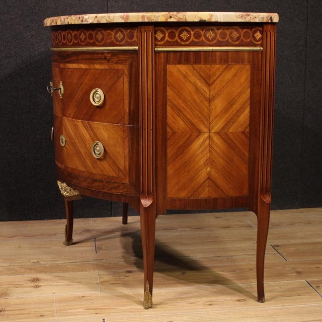 Wood Louis XVII French Half-Moon Commode, 1920 For Sale - Image 7 of 11