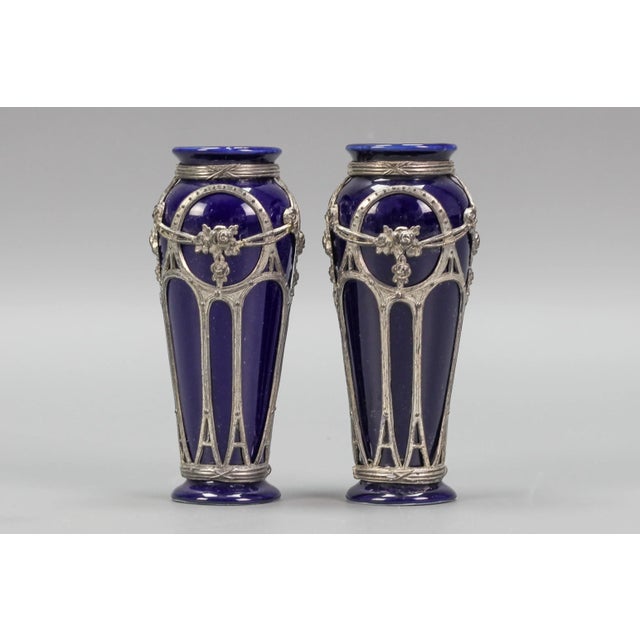 Small Art Nouveau Glazed Ceramic Vases, Set of 2 For Sale - Image 17 of 18