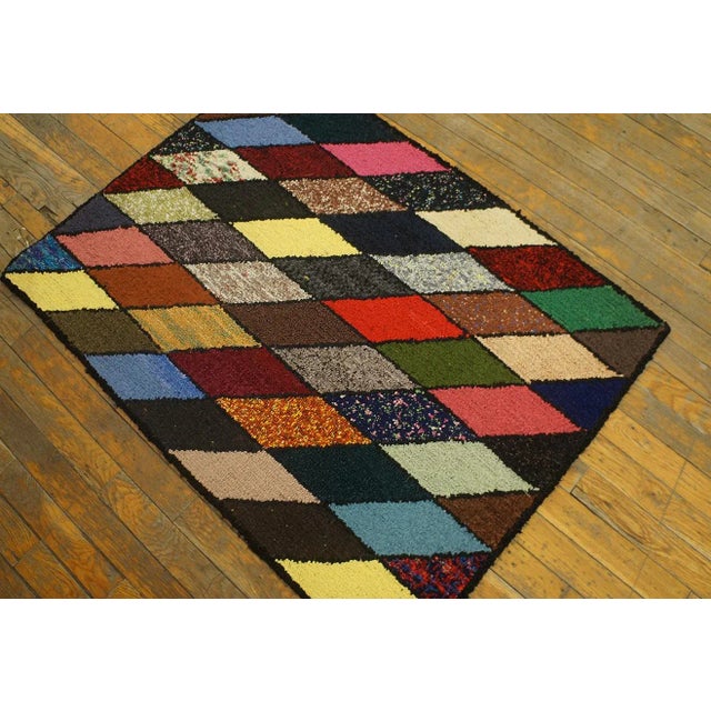 Superb Light and Vibrant Color With Symmetrical Design Vintage American Hooked Rug For Sale - Image 4 of 6