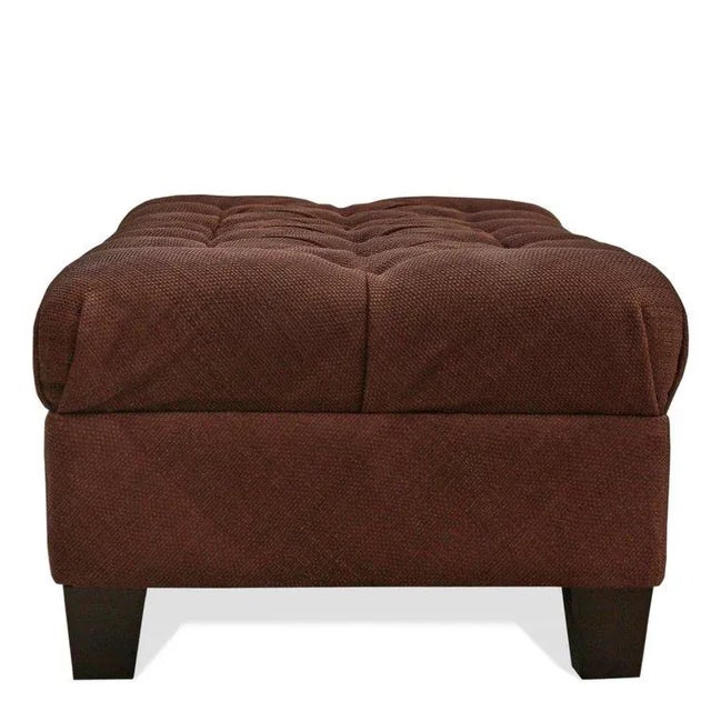 Wood Vicente Wolf Leather Weaved Ottoman For Sale - Image 7 of 9