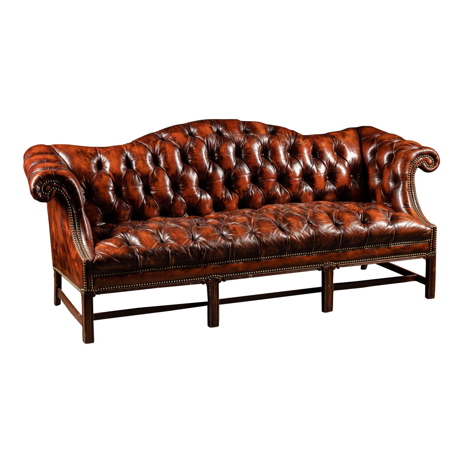Vintage Burnt Amber Chippendale Sofa by Hickory Chairish