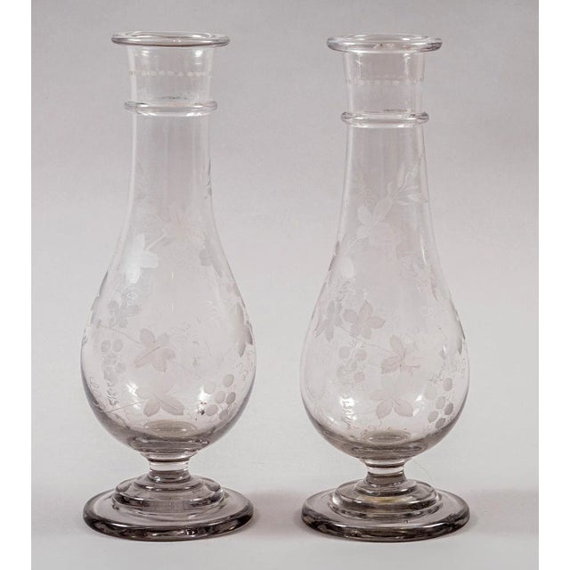 Glass Regency Etched Glass Vases, Circa 1820 - a Pair For Sale - Image 7 of 7