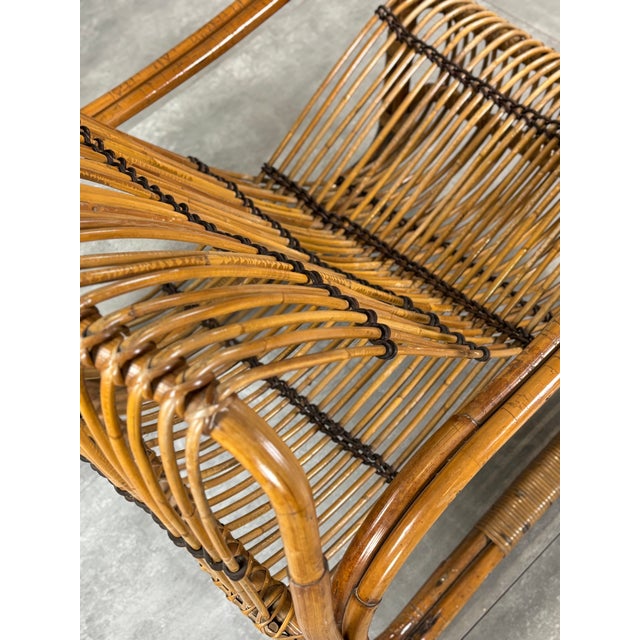 Wood Wicker Lounge Chair attributed to Raffaella Crespi, Italy, 1960s For Sale - Image 7 of 8