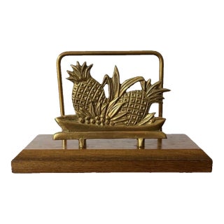 Vintage Brass Pineapple Napkin Holder For Sale