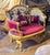 French Velvet Loveseat With Romantic Ballroom Tapestry & Hand-Gilded Gold Leaf Frame For Sale - Image 4 of 4