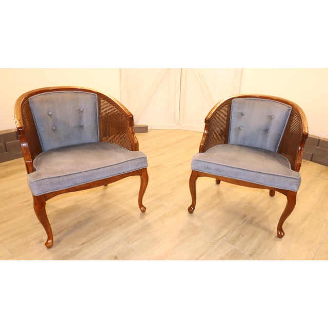 Transform your space with the timeless elegance of these Vintage Hollywood Regency cane back chairs. Perfect for adding a...