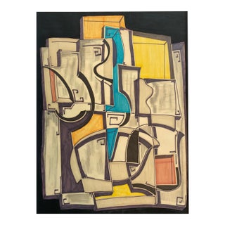 Cubist Abstract Composition, Marker & Graphite on Paper, Signed J. Forneris For Sale
