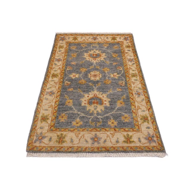 Rustic 1990s Oriental Ziegler Grey Red Hand-Knotted Wool Rug - 2'0'' X 2'11'' For Sale - Image 3 of 8