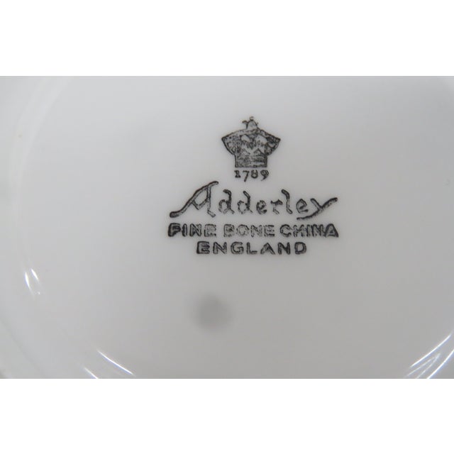 Mid 20th Century Adderley Fine Bone China Made in England White and Gold Saucer Small Plate For Sale - Image 4 of 8