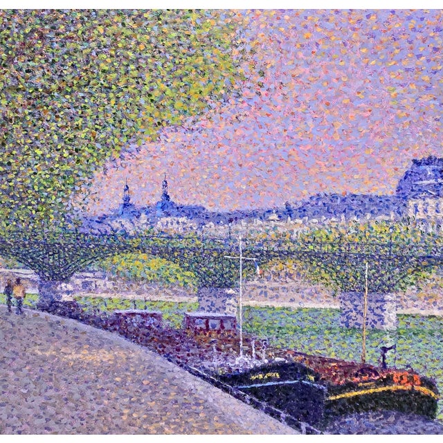 Mid 20th Century Jean Vollet – Pont Des Arts, Paris – French Pointillist Oil Painting For Sale - Image 5 of 13