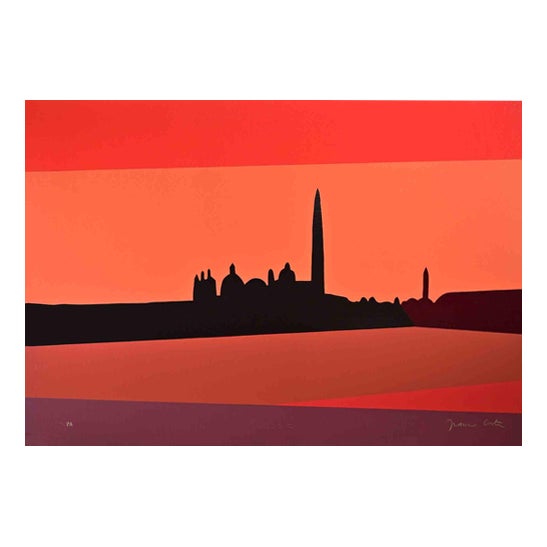 Franco Costa, Egyptian Landscape at Sunset, Screenprint, 1990s For Sale