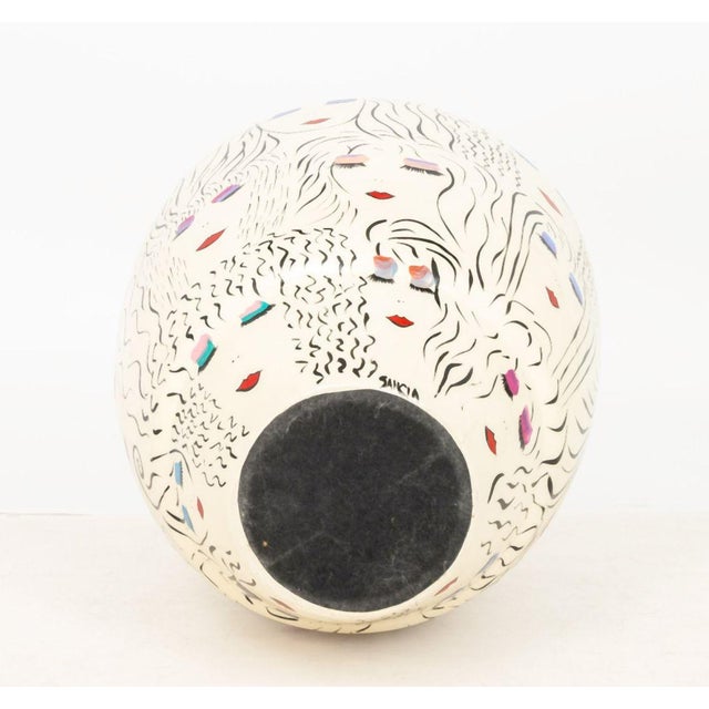 Signed Modern Hand-Painted Ceramic Floor Vase For Sale - Image 9 of 9