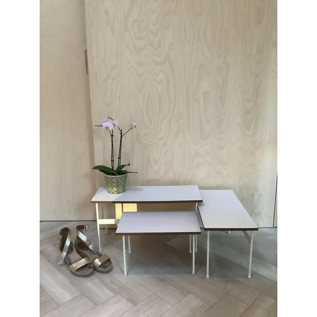 Mid-Century Modern Nesting Table Twello by Martin Visser for T’spectrum, 1956, Set of 3 For Sale - Image 3 of 9