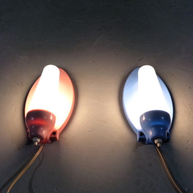 Pink & Blue Wall Lamps, 1950s, Set of 2 For Sale - Image 11 of 18