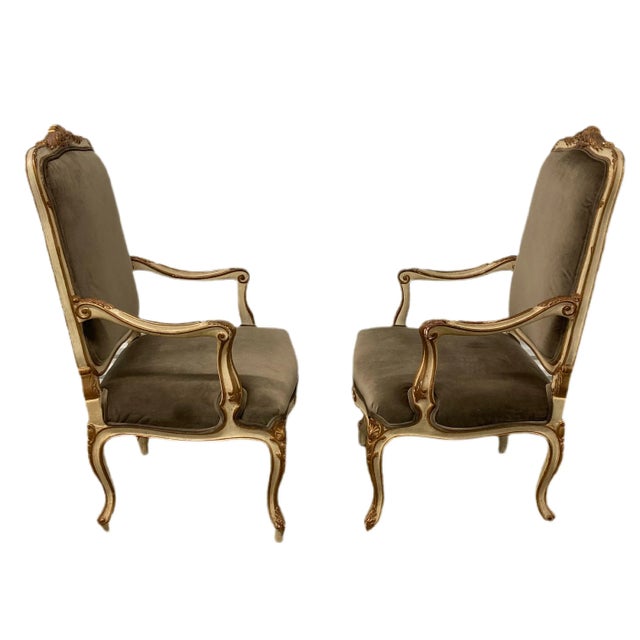 Antique Italian Arm Chairs - A Pair For Sale - Image 4 of 11