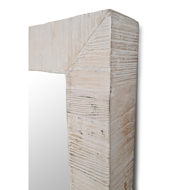 Farmhouse White Washed Salvaged Elm Mirror For Sale - Image 3 of 6