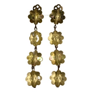1960s Pair of Austrian Yellow Floral Lucite Dangle Earrings For Sale