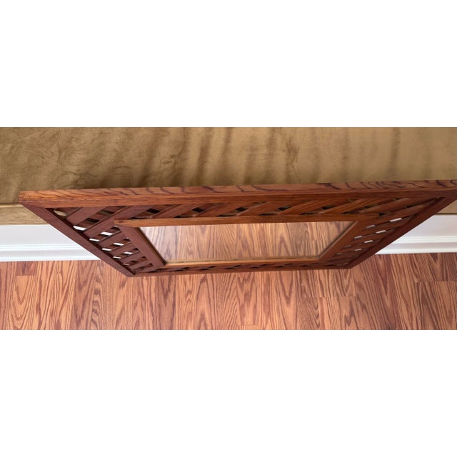 Vintage Rustic Traditional Hand-Made Solid Wood Lattice Wall Mirror For Sale - Image 12 of 13