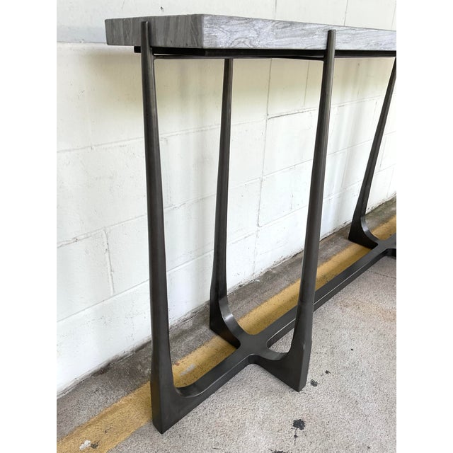 Revelation Modern Gray Marble Tapering Console Table For Sale - Image 4 of 5