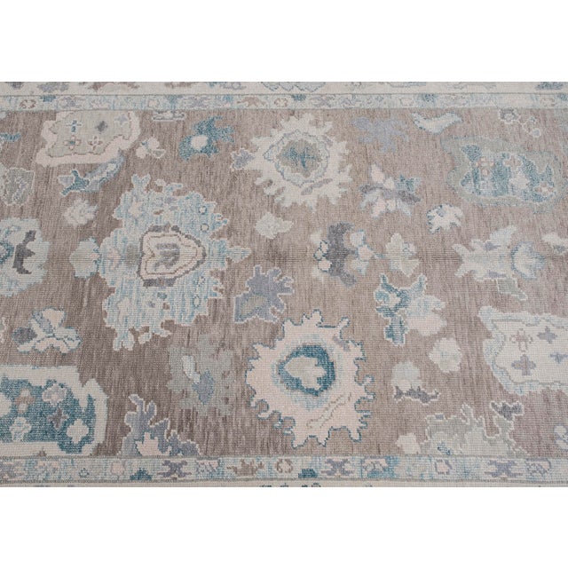 Early 21st Century Turkish Oushak Rug Gray & Blue Handwoven Wool Rug 6'2" X 8'8" For Sale - Image 5 of 9