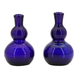 Pair of 19th Century Portuguese Blue Hand-Blown Glass Perfume Bottles