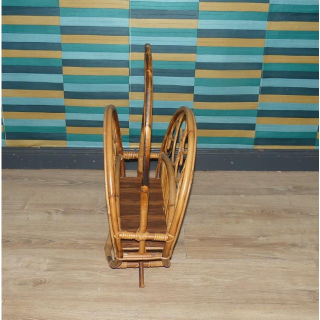 Large Bamboo and Bentwood Newspaper Rack For Sale - Image 6 of 9