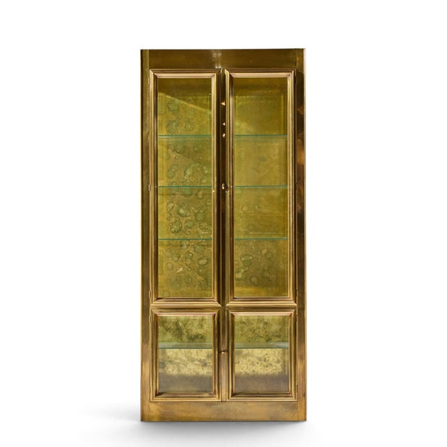 Brass Mastercraft Mid Century Brass Vitrines Cabinet - Pair For Sale - Image 8 of 10