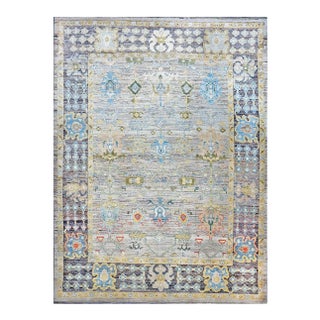 21st Century Turkish Oushak Wool 10x14 Slate Blue, Yellow & Green Handmade Area Rug #1144095 For Sale