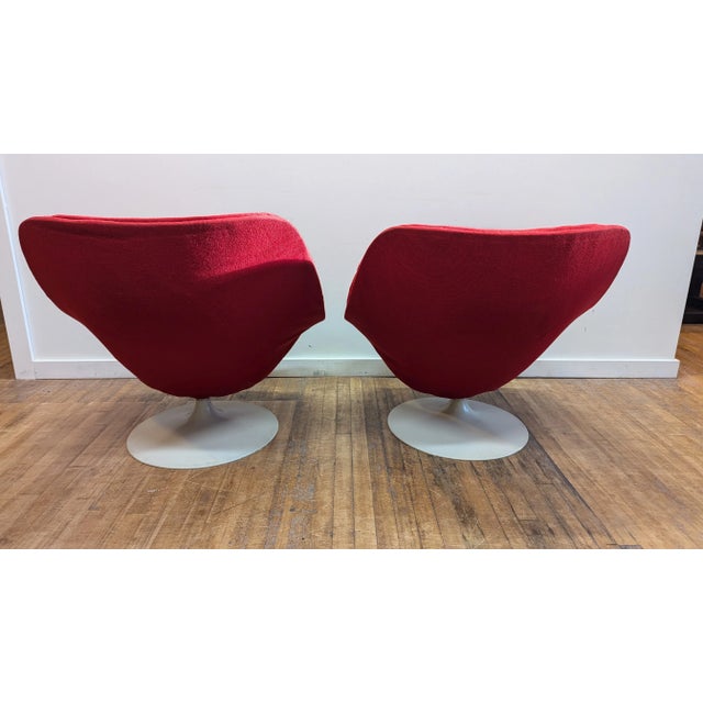Red Mid Century Swivel Lounge Chairs by Pierre Paulin For Sale - Image 8 of 12