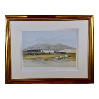 Thebes, Egypt: A Framed 19th Century Hand-Colored Lithograph by David Roberts , 1847 For Sale