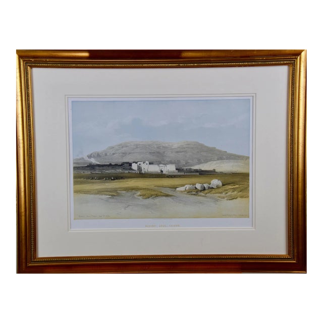 Thebes, Egypt: A Framed 19th Century Hand-Colored Lithograph by David Roberts , 1847 For Sale