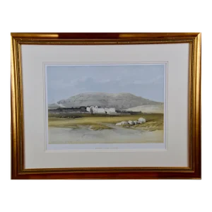 Thebes, Egypt: A Framed 19th Century Hand-Colored Lithograph by David Roberts , 1847
