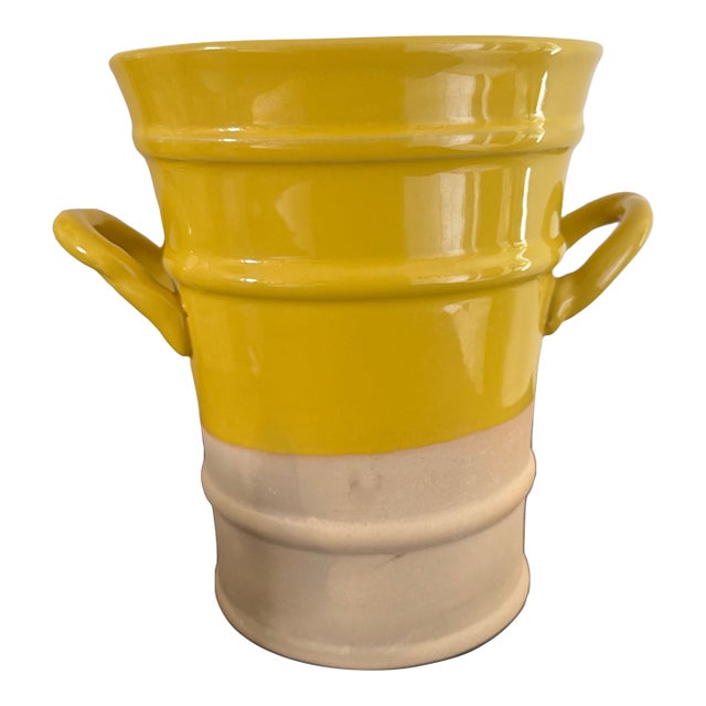 Late 20th Century Yellow Earthenware Planter For Sale
